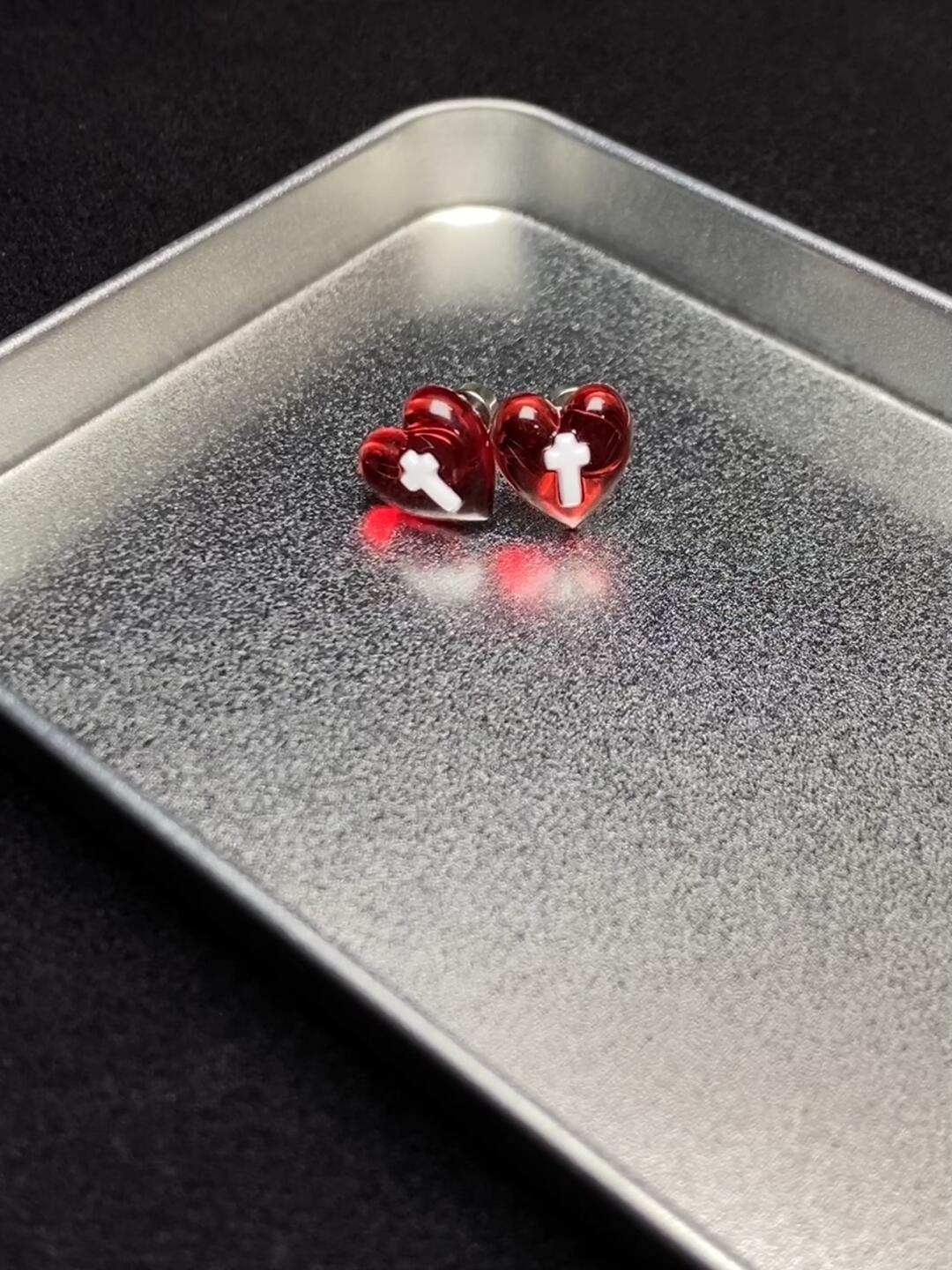 Scarlet Vow Titanium Earrings | Black & Pink Duo, Indie Edge (Limited Edition)
