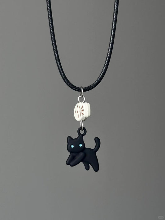 Kitten’s Dried Fish Habit | Novelty Fish Bone Charm Necklace (Y2K Limited)