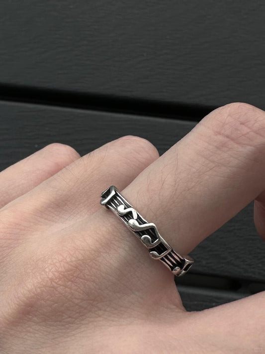 Music Heals Soul | Sheet Music Inspired Statement Ring (Y2K Limited)
