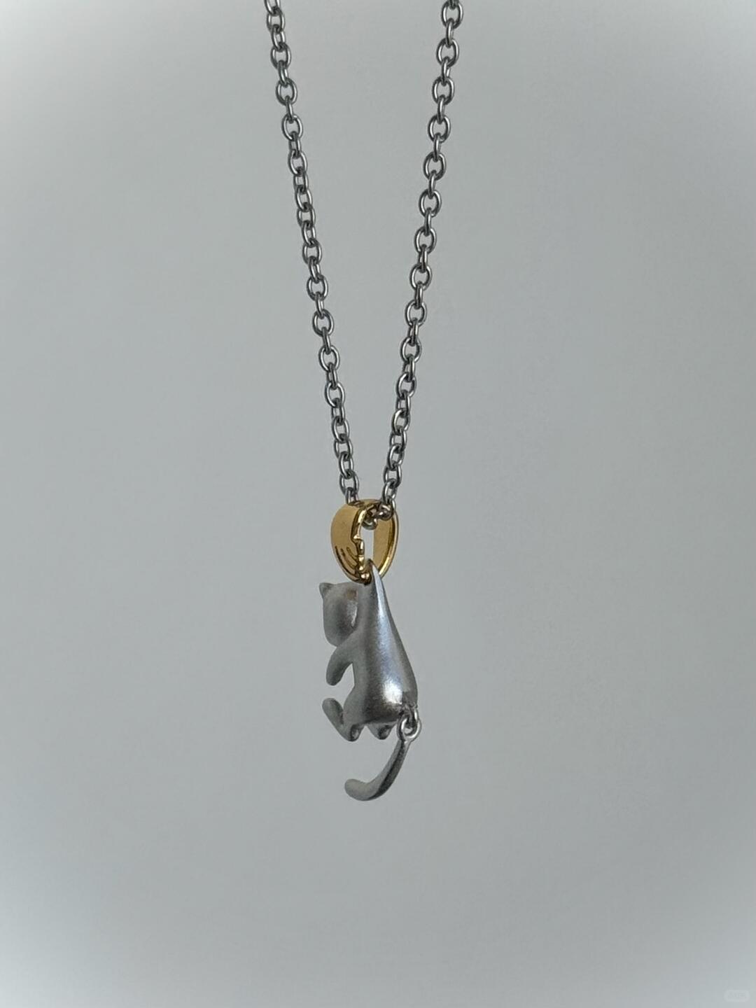 Caught Again | Playful Kitten Charm Necklace (Y2K One-of-a-Kind)