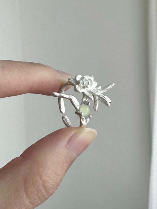 Spring Prelude | Bamboo Shadow & Blossom Ripple Ring (Y2K Limited)
