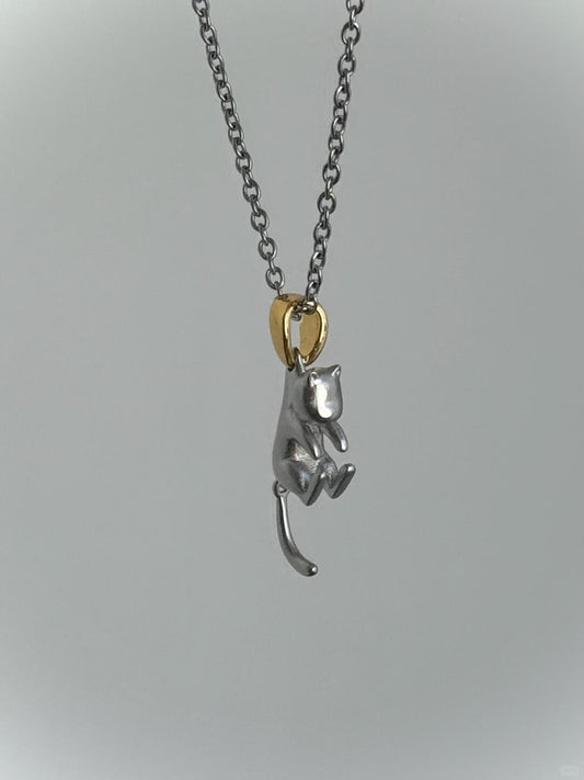 Caught Again | Playful Kitten Charm Necklace (Y2K One-of-a-Kind)