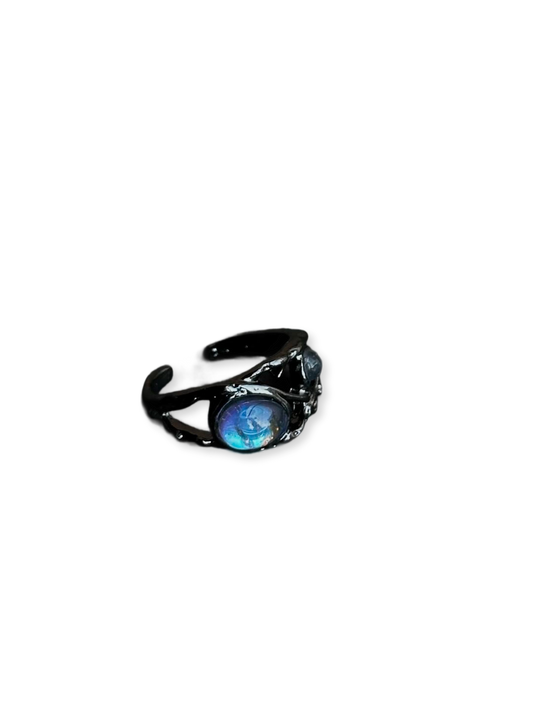 Blue Moon Glass Dream | Azure Lunar Glass Ring (Y2K Limited)