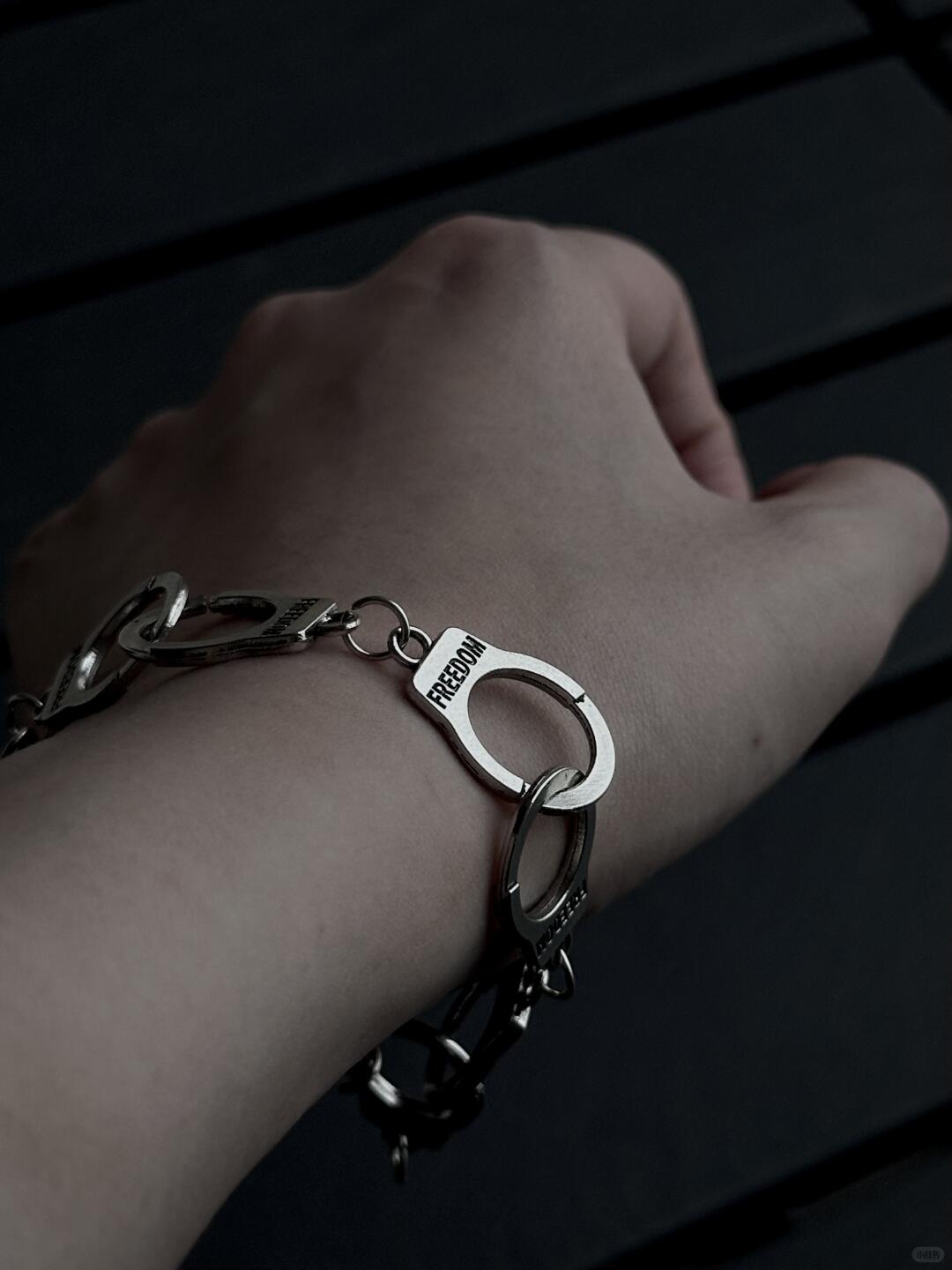 Freedom Handcuff Bracelet | Cold Aesthetic Double-Cuff Chain for Subtle Rebels