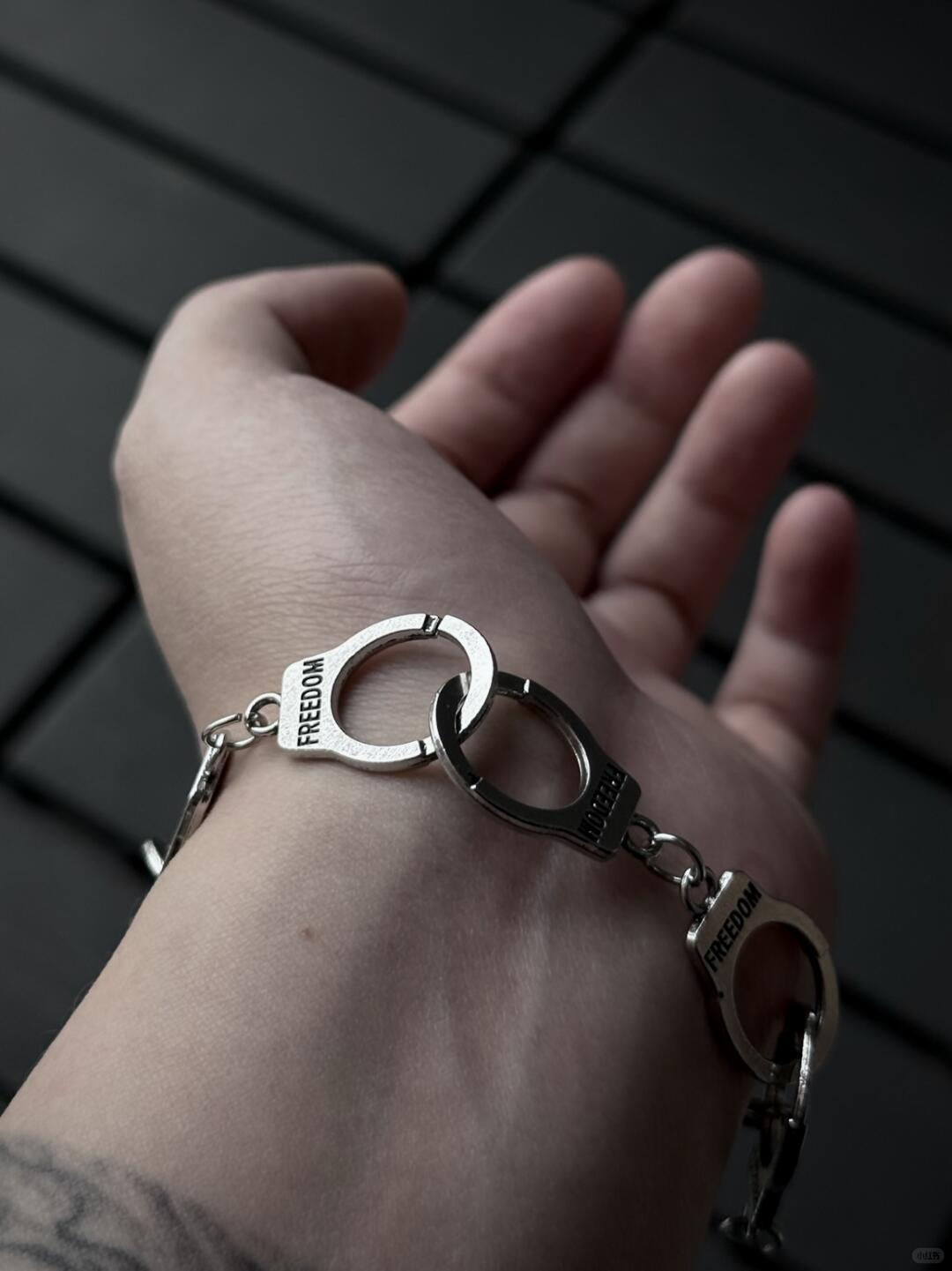 Freedom Handcuff Bracelet | Cold Aesthetic Double-Cuff Chain for Subtle Rebels