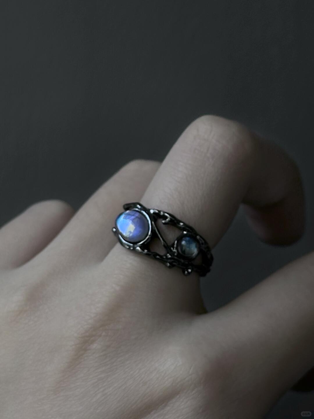Blue Moon Glass Dream | Azure Lunar Glass Ring (Y2K Limited)