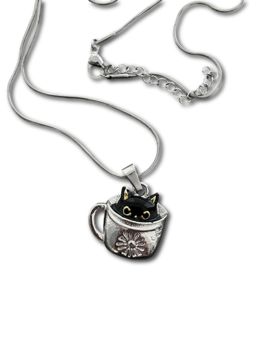 Black Cat Necklace for the Watchful and Unfollowed