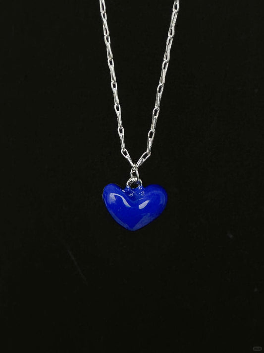 Blue Heart Necklace | Deep Blue Elegance & Poetic Design (Limited Edition)