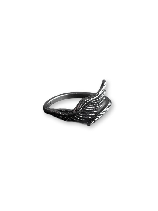 Lone Feather Chronicle | Asymmetric Feather Wing Statement Ring (Y2K Limited)
