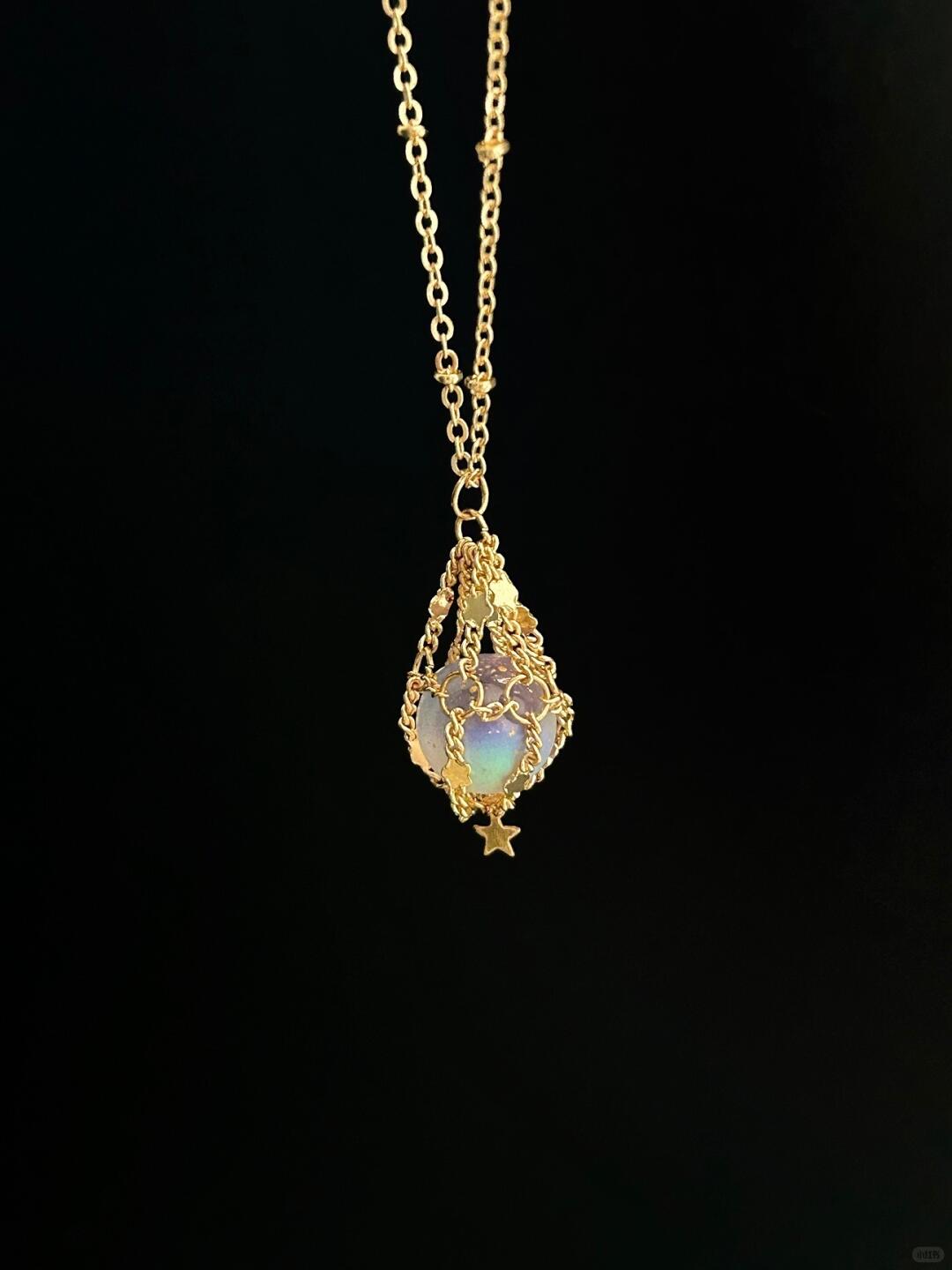 Stellar Dreamcatcher | Golden Aurora Net Dream Necklace (Y2K Limited)