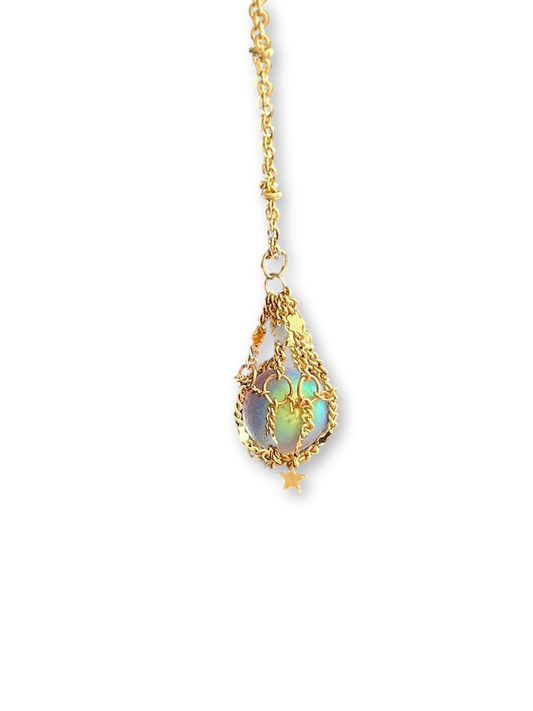 Stellar Dreamcatcher | Golden Aurora Net Dream Necklace (Y2K Limited)