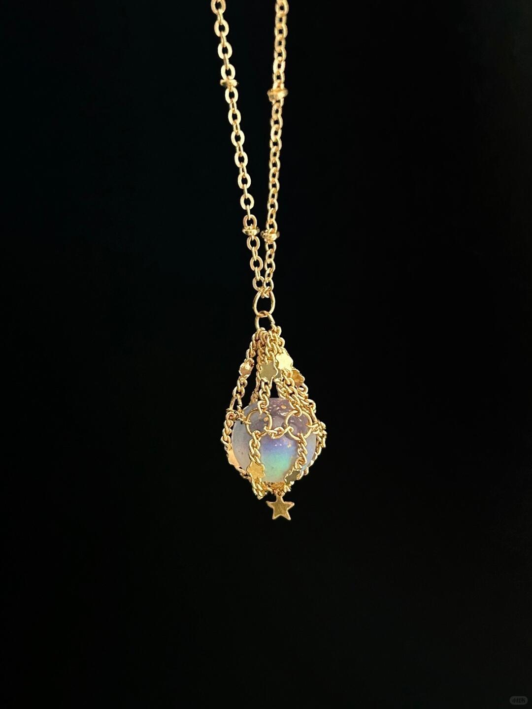 Stellar Dreamcatcher | Golden Aurora Net Dream Necklace (Y2K Limited)