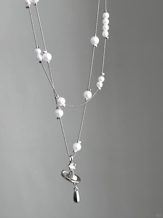 Saturn Pearl Necklace | Cosmic Elegance & Poetic Beauty (Limited Edition)