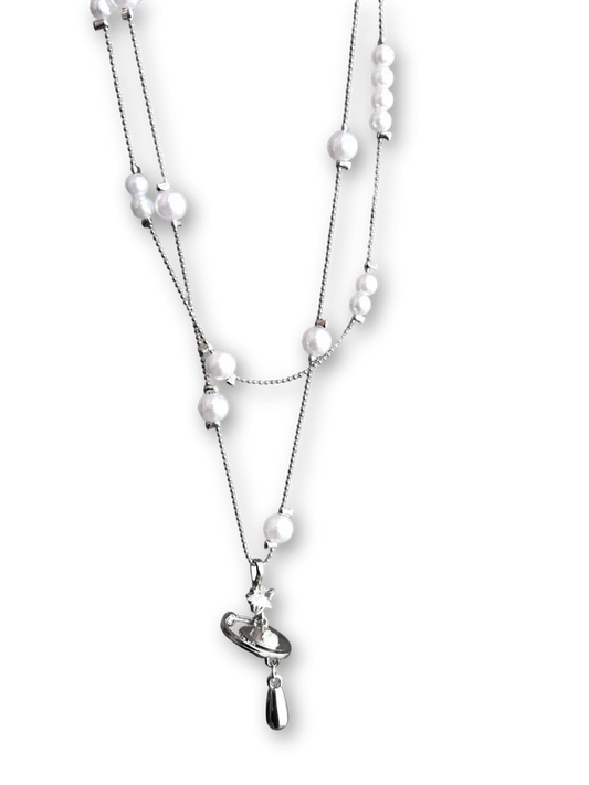 Saturn Pearl Necklace | Cosmic Elegance & Poetic Beauty (Limited Edition)
