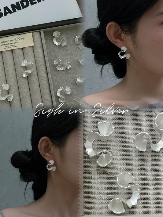 Y2Bling Sigh in Silver Earrings | Cold Satin (Limited Edition)
