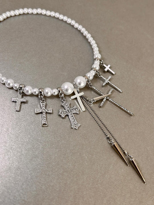 PearlCr Cross Necklace | Gothic Elegance & Grand Escape (Limited Edition)