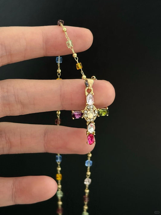 Vintage Stained Glass | Colorful Pilgrimage Light Necklace (Y2K Limited)