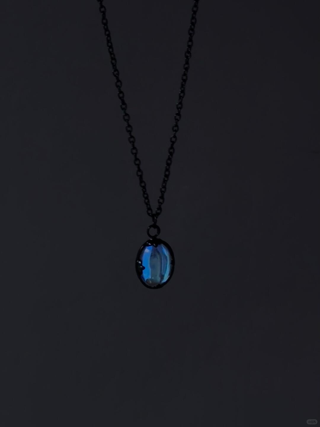 Blue Agate Soul Necklace | Minimalist Black Cord Pendant for Inner Depth & Self-Reflection