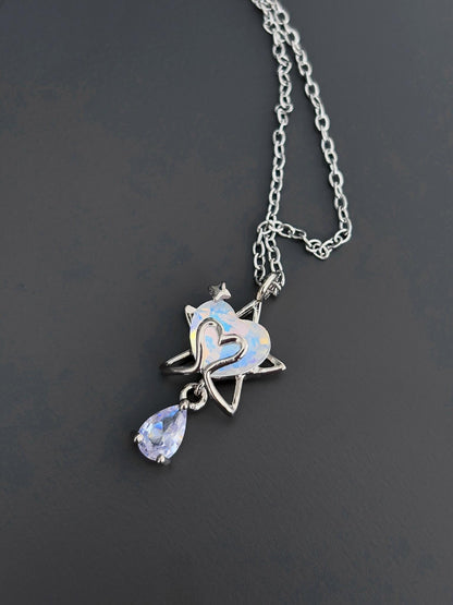 Blue Tide Nebula Necklace – Romantic Galaxy Star Pendant | Y2Bling