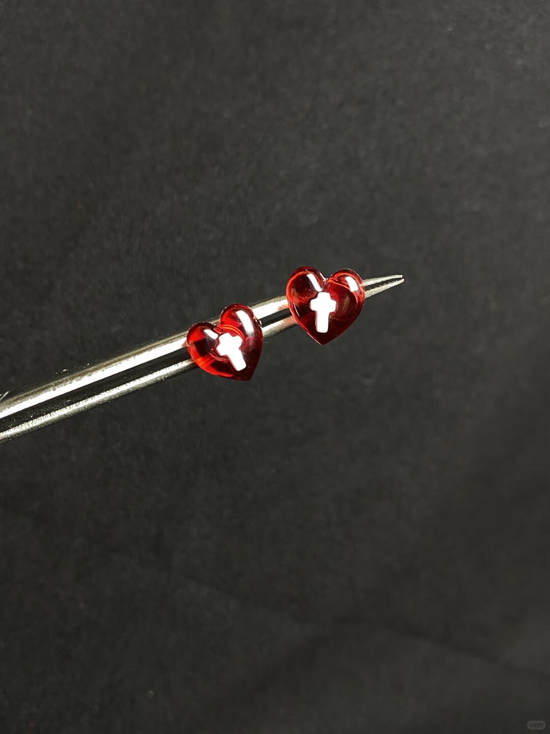 Scarlet Vow Stud Earrings | Crimson Heart & Gothic Cross (Limited Edition)
