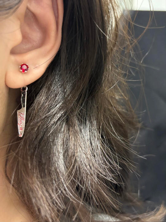 Kill Bill Stud Earrings | Punk Red‑and‑Black & Indie Edge (Limited Edition)