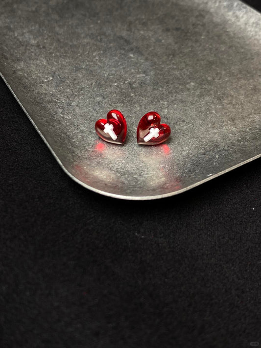 Scarlet Vow Titanium Earrings | Black & Pink Duo, Indie Edge (Limited Edition)