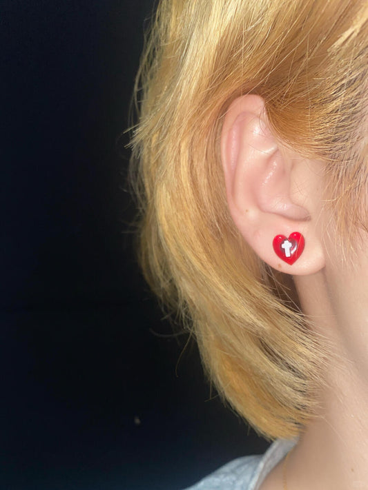 Scarlet Vow Titanium Earrings | Black & Pink Duo, Indie Edge (Limited Edition)
