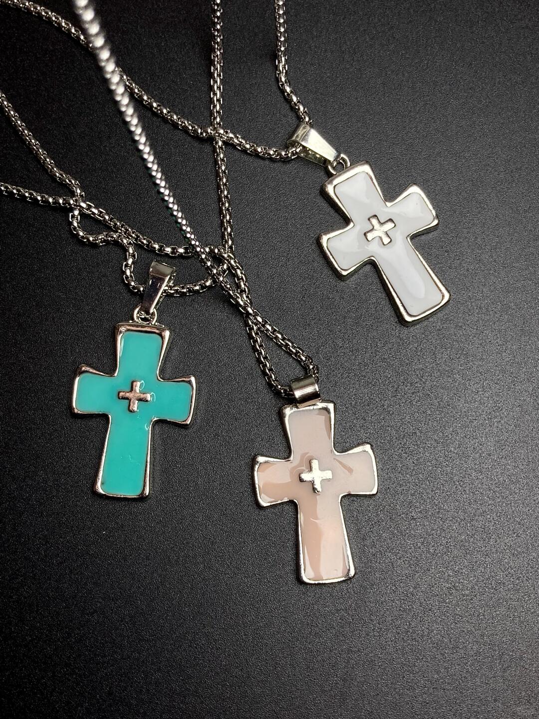 Silence Cross Necklace | Minimal Box Chain & Enamel Glow (Limited Edition)