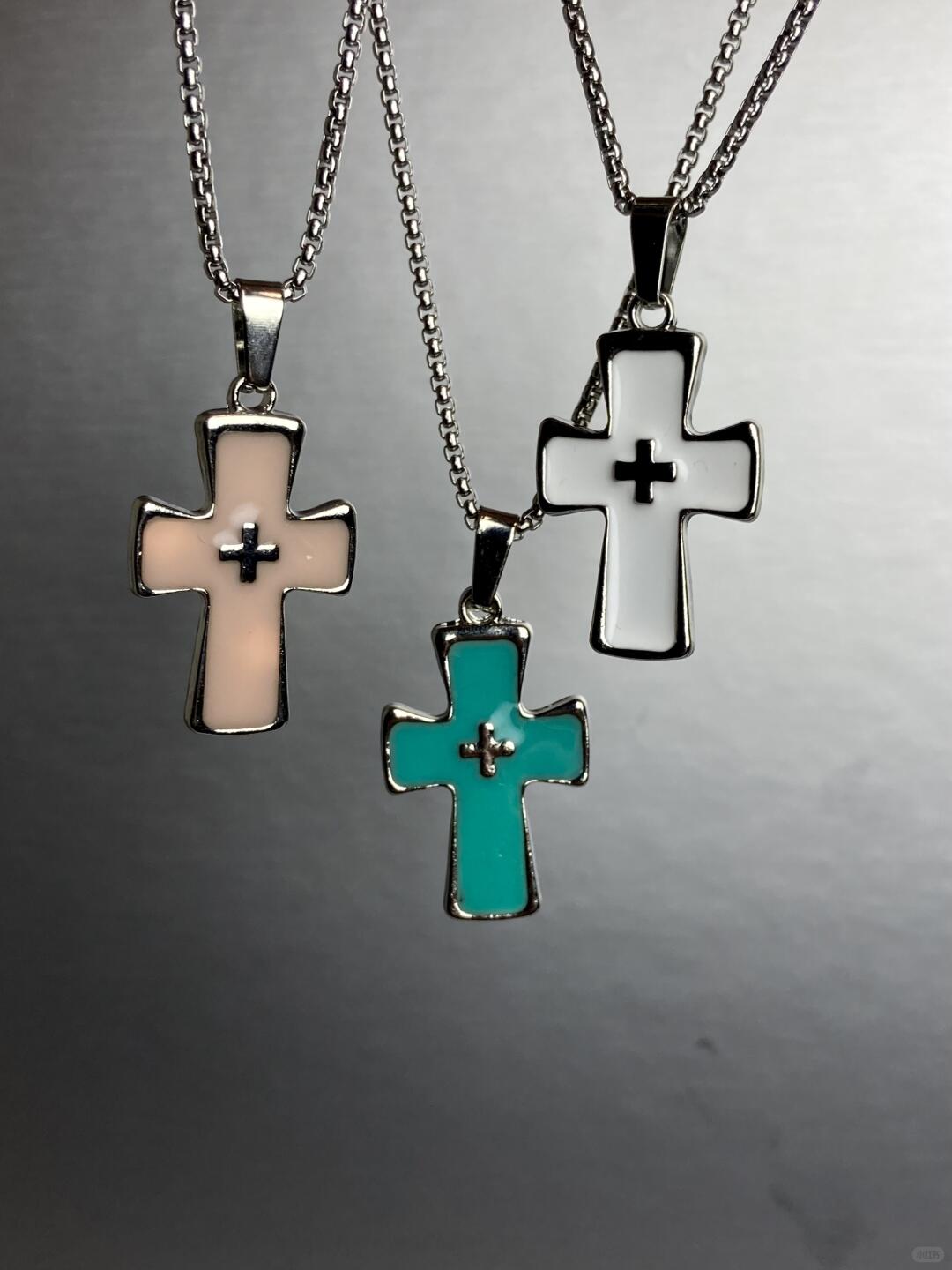 Silence Cross Necklace | Minimal Box Chain & Enamel Glow (Limited Edition)