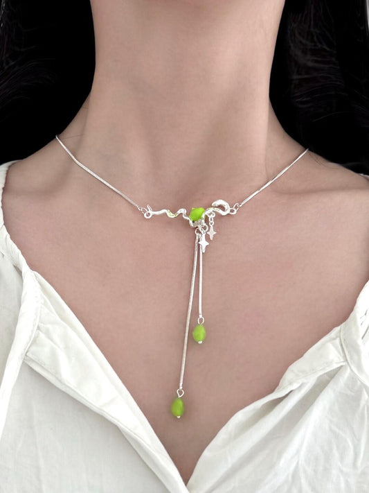 Green Apple Snake Necklace | Summer Elegance & Poetic Design (Limited Edition)