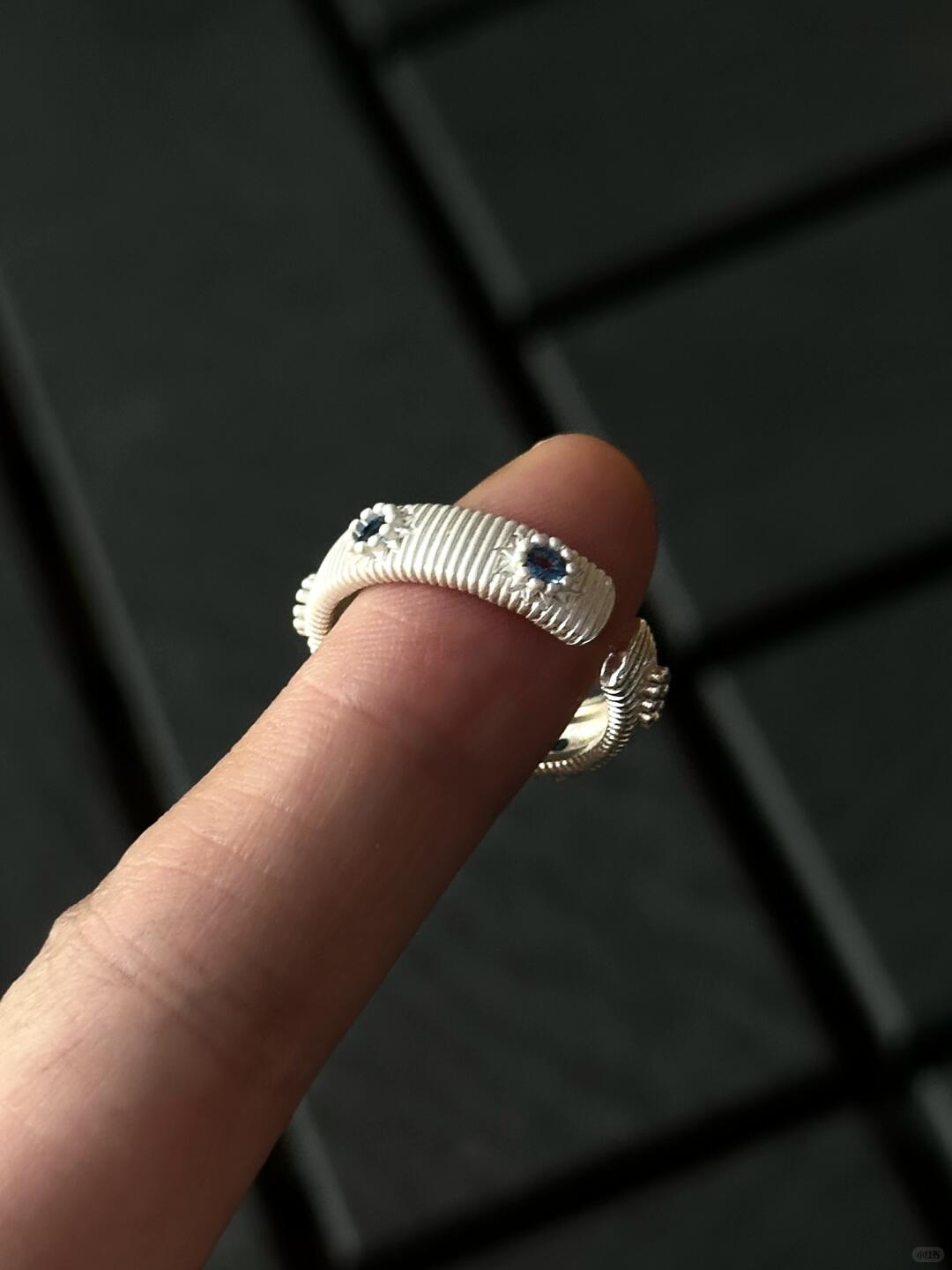 Azure Thread Sapphire Ring | Threaded Textured Band with Blue Sapphires