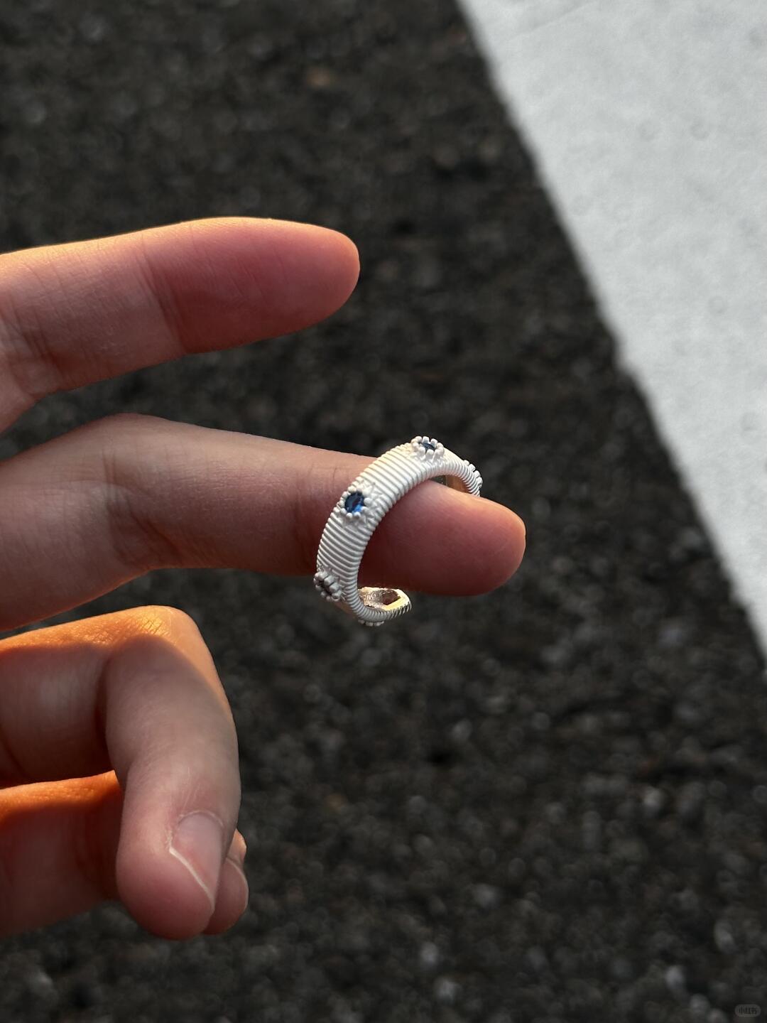 Azure Thread Sapphire Ring | Threaded Textured Band with Blue Sapphires
