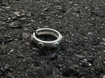 Azure Thread Sapphire Ring | Threaded Textured Band with Blue Sapphires