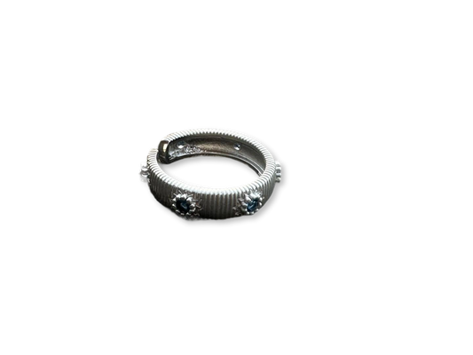 Azure Thread Sapphire Ring | Threaded Textured Band with Blue Sapphires
