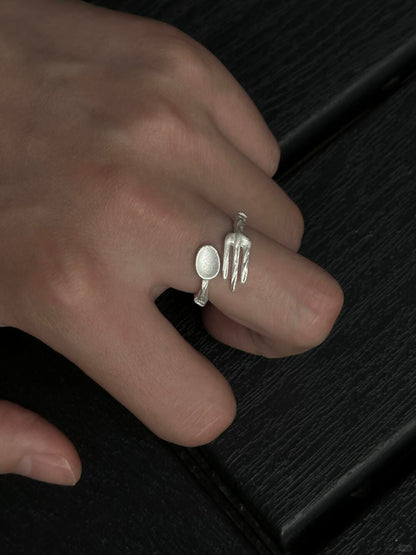 Handcrafted | Fishbone Fork Spoon Ring with Playful Precision