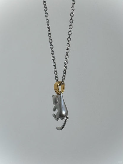 Caught Again | Playful Kitten Charm Necklace (Y2K One-of-a-Kind)