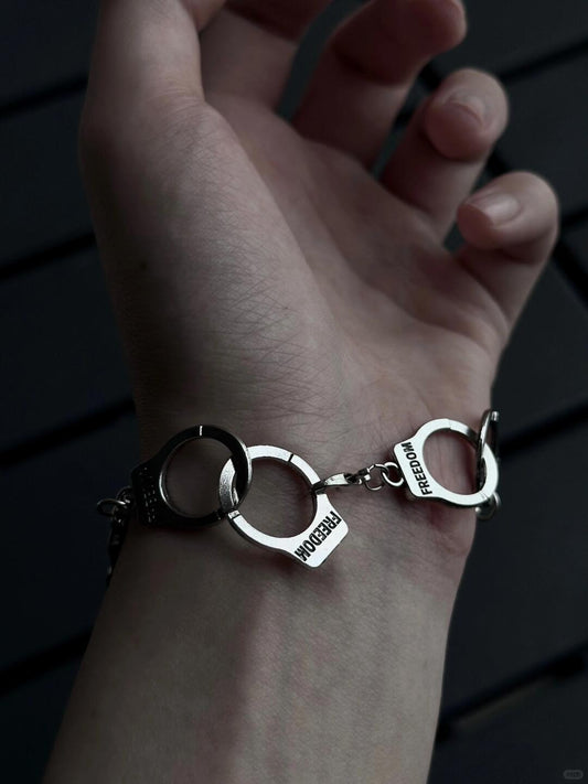 Freedom Handcuff Bracelet | Cold Aesthetic Double-Cuff Chain for Subtle Rebels