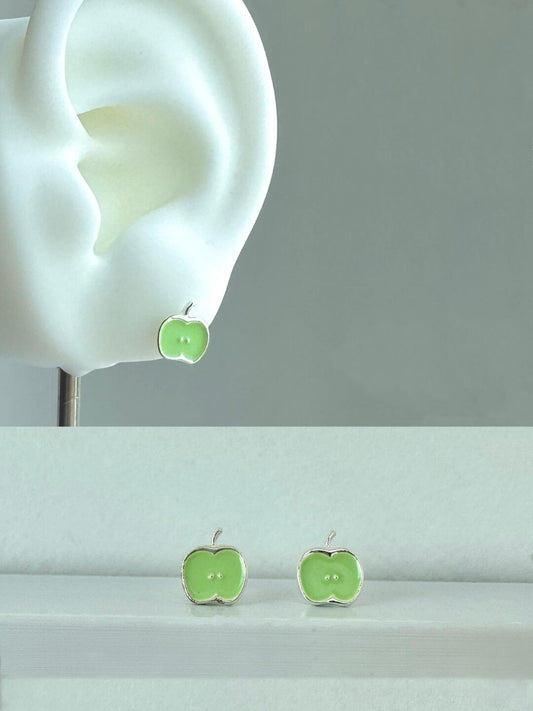 Green Apple Paradise | Tangy Summer Apple Stud Earrings (Y2K Limited)