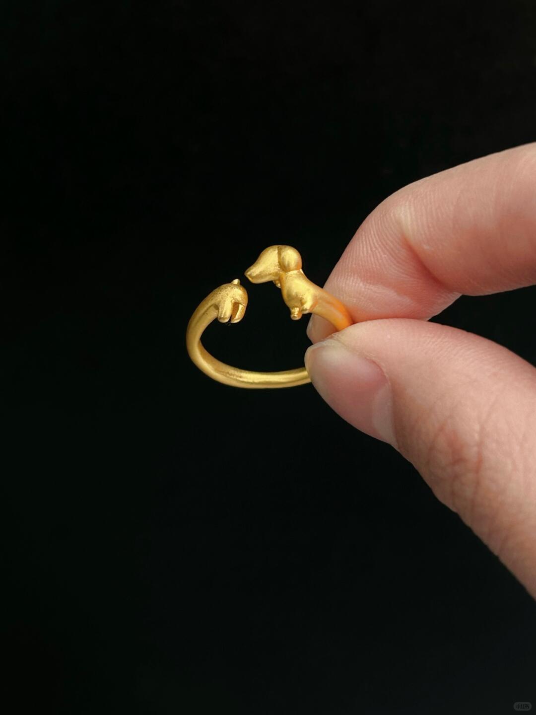 Golden Pup Embrace | Dog Hug Statement Ring (Y2K Limited)