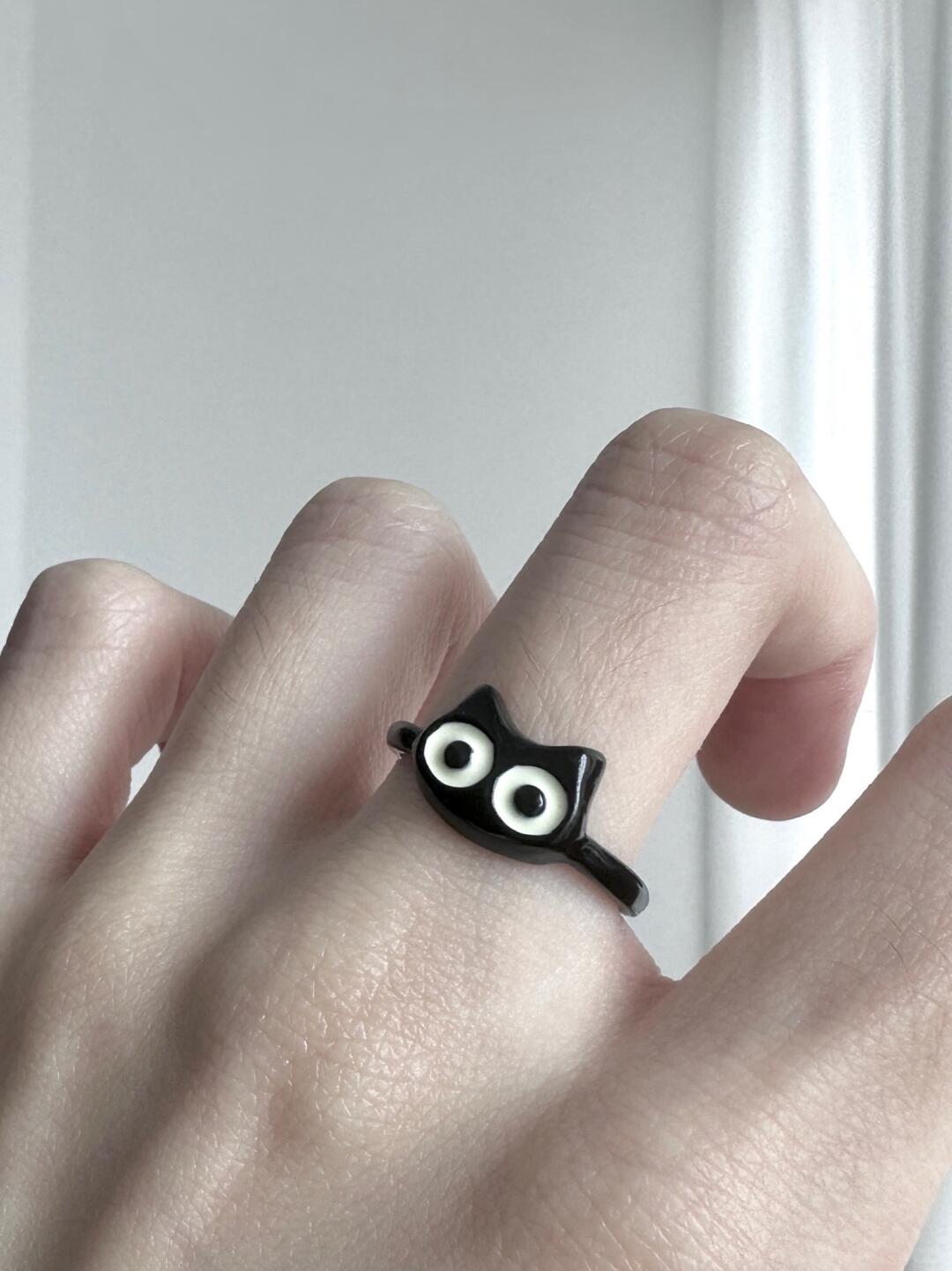 Xiao Hei | Wandering Cat Spirit Companion Statement Ring (Y2K Limited)