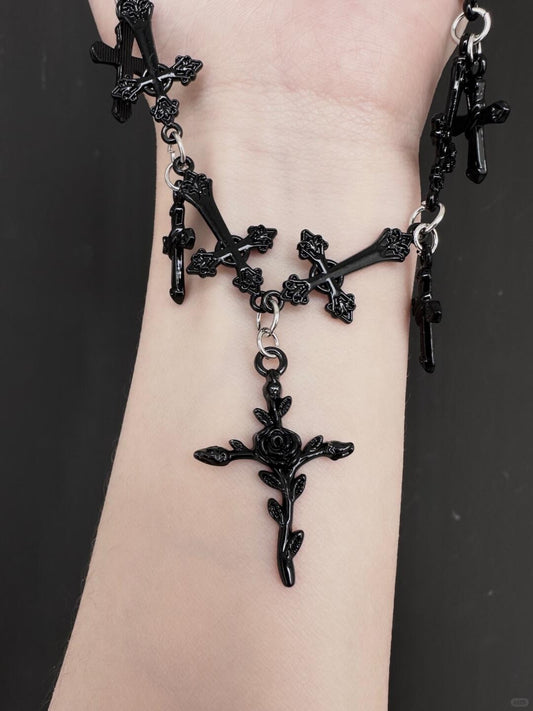 Rosette Cross Necklace | Gothic Elegance & Poetic Design (Limited Edition)