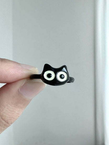 Xiao Hei | Wandering Cat Spirit Companion Statement Ring (Y2K Limited)