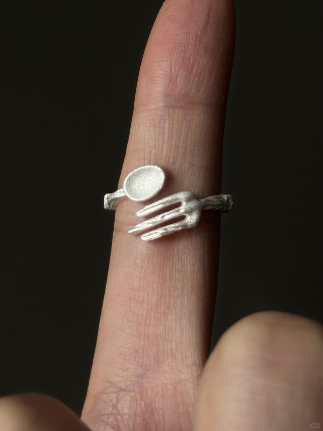 Handcrafted | Fishbone Fork Spoon Ring with Playful Precision