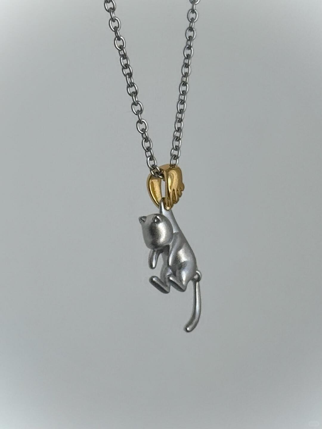 Caught Again | Playful Kitten Charm Necklace (Y2K One-of-a-Kind)
