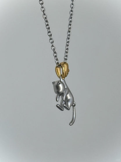 Caught Again | Playful Kitten Charm Necklace (Y2K One-of-a-Kind)