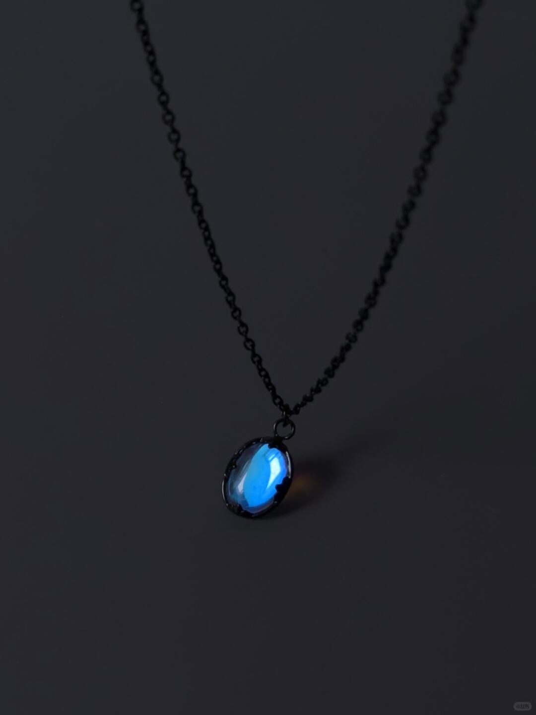 Blue Agate Soul Necklace | Minimalist Black Cord Pendant for Inner Depth & Self-Reflection