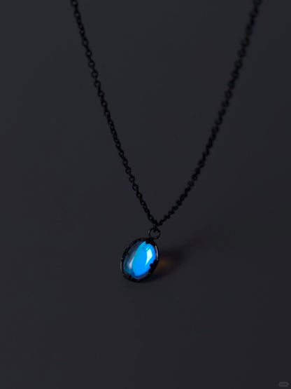 Blue Agate Soul Necklace | Minimalist Black Cord Pendant for Inner Depth & Self-Reflection