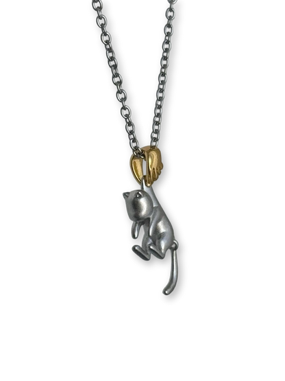 Caught Again | Playful Kitten Charm Necklace (Y2K One-of-a-Kind)