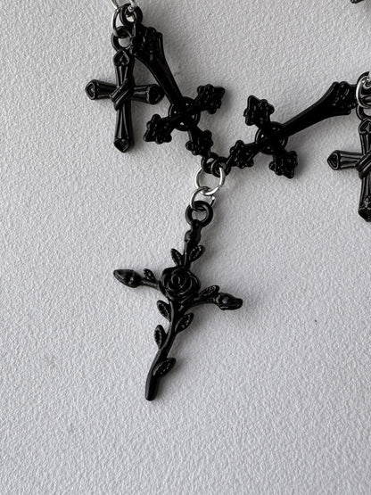 Rosette Cross Necklace | Gothic Elegance & Poetic Design (Limited Edition)