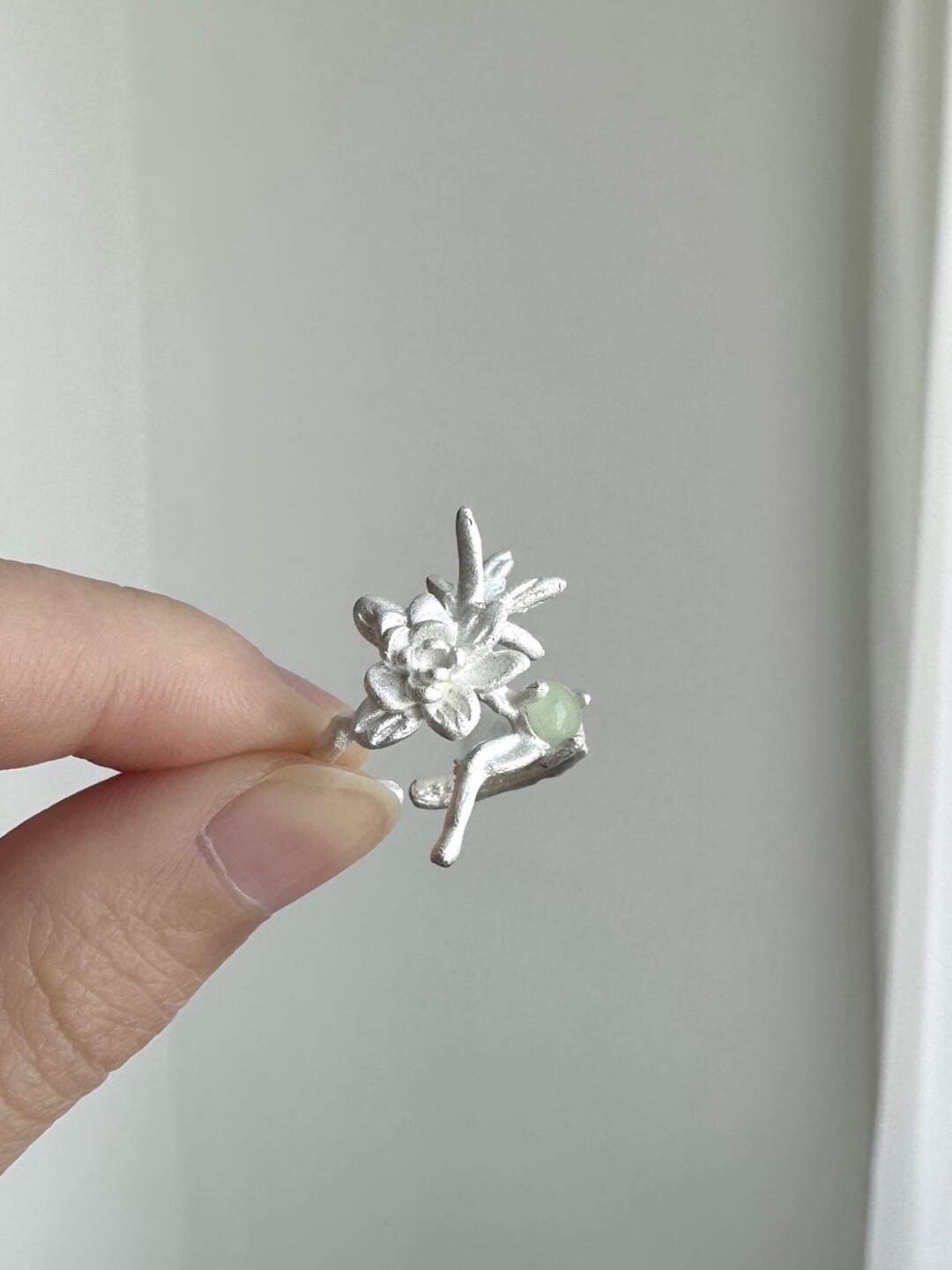 Spring Prelude | Bamboo Shadow & Blossom Ripple Ring (Y2K Limited)
